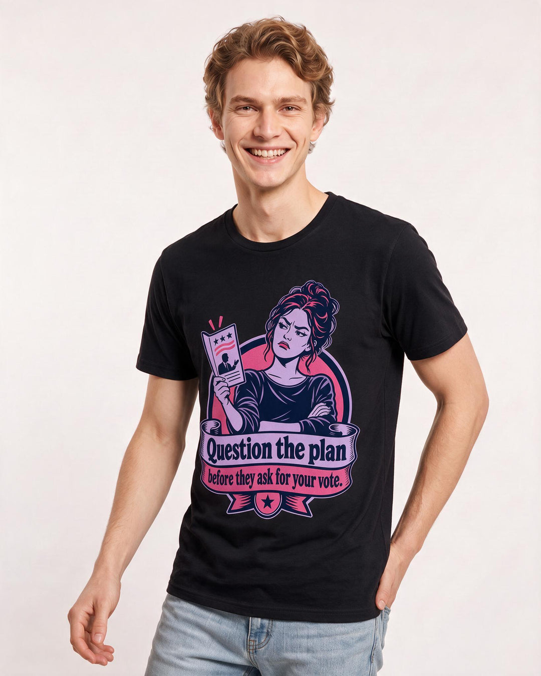 Political Statement Black T-Shirt for Men – Everyday Expression Graphic Tee product image 1