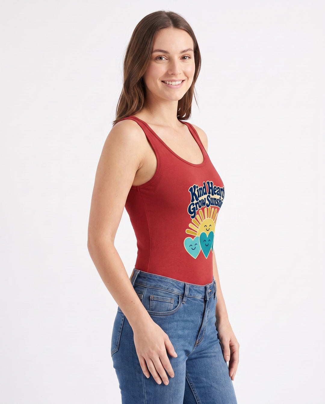 Kind Hearts Grow Sunshine Sleeveless Tank Bodysuit mockup 2