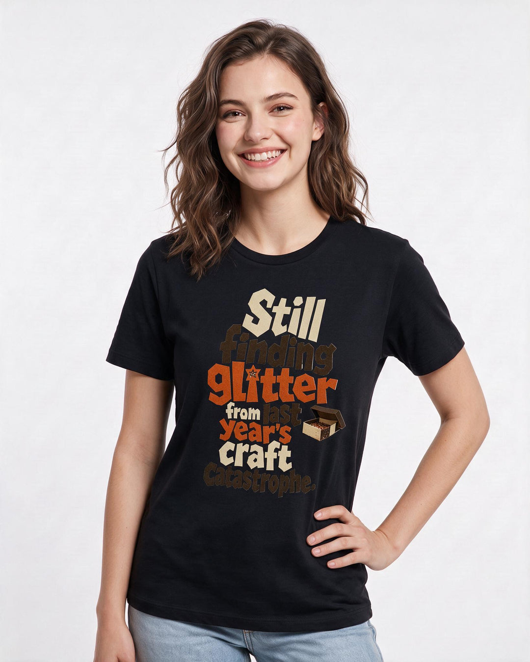 Christmas Black T-Shirt for Women – Holiday Theme Graphic Tee product image 1