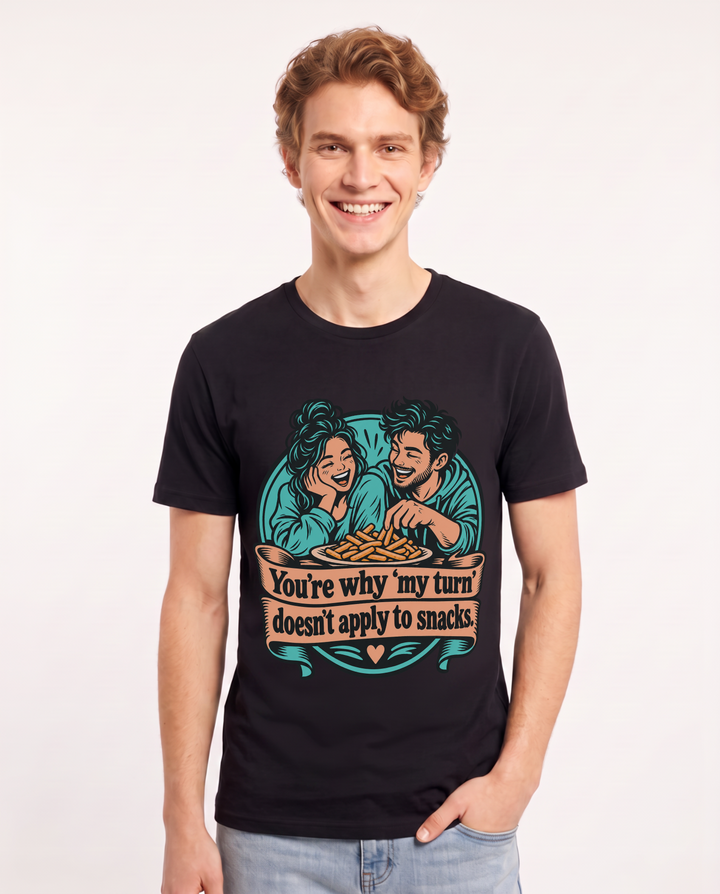 Couples Black T-Shirt for Men – Everyday Expression Graphic Tee product image 3