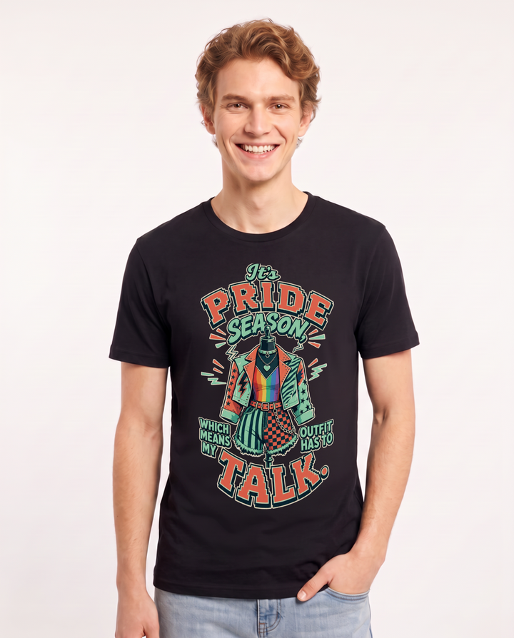 Pride Men's Black T-Shirt – "It's pride season, which means my outfit has to talk." product image 1