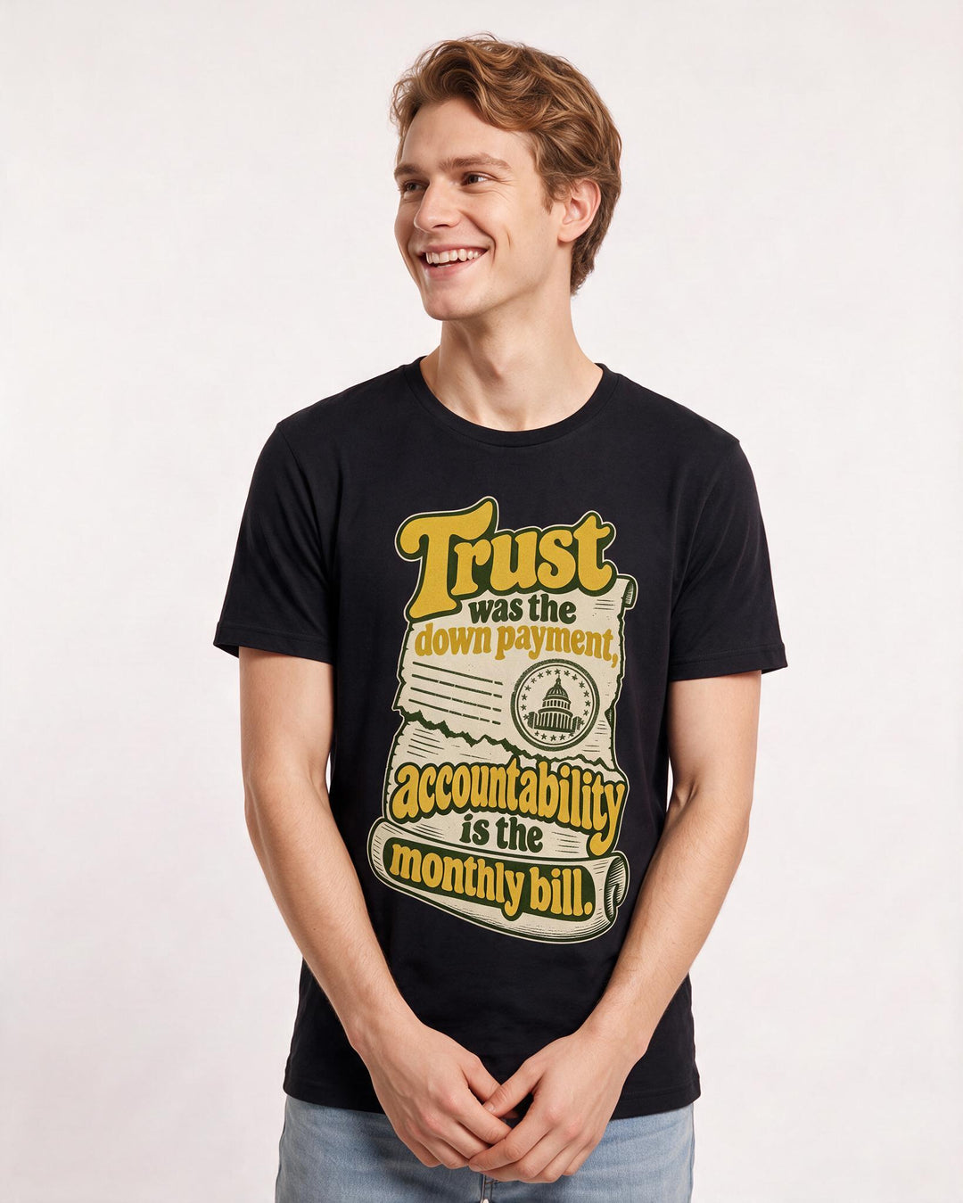 Political Statement Black T-Shirt for Men – Everyday Expression Graphic Tee product image 1