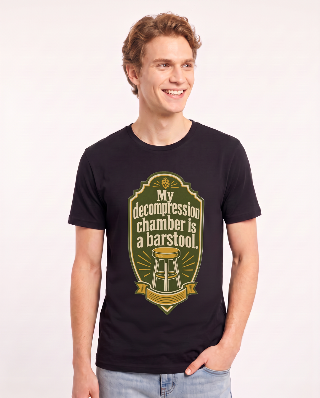 Funny Beer Men's Black T-Shirt - My decompression chamber is a product image 3