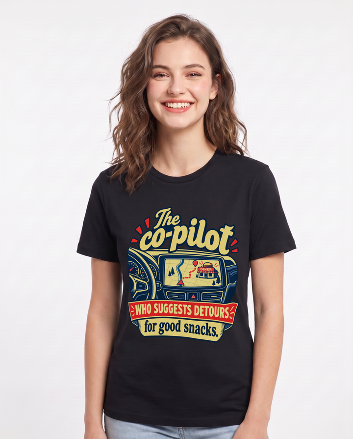 Couples Black T-Shirt for Women – Everyday Expression Graphic Tee product image 3