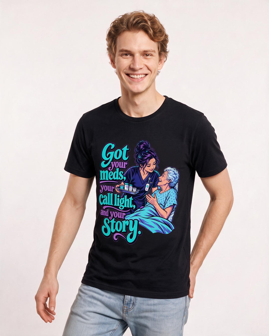 Nurse Black T-Shirt for Men – Nursing Life Graphic Tee product image 1