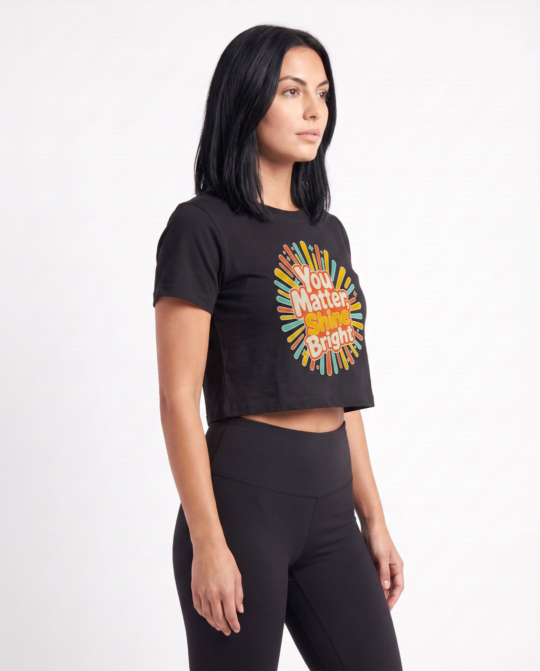 You Matter, Shine Bright Crop Top mockup 2