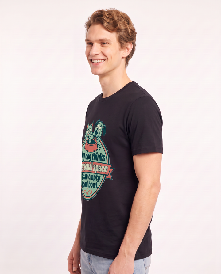 Graphic Men's Black T-Shirt - My dog thinks personal space is an empty product image 2