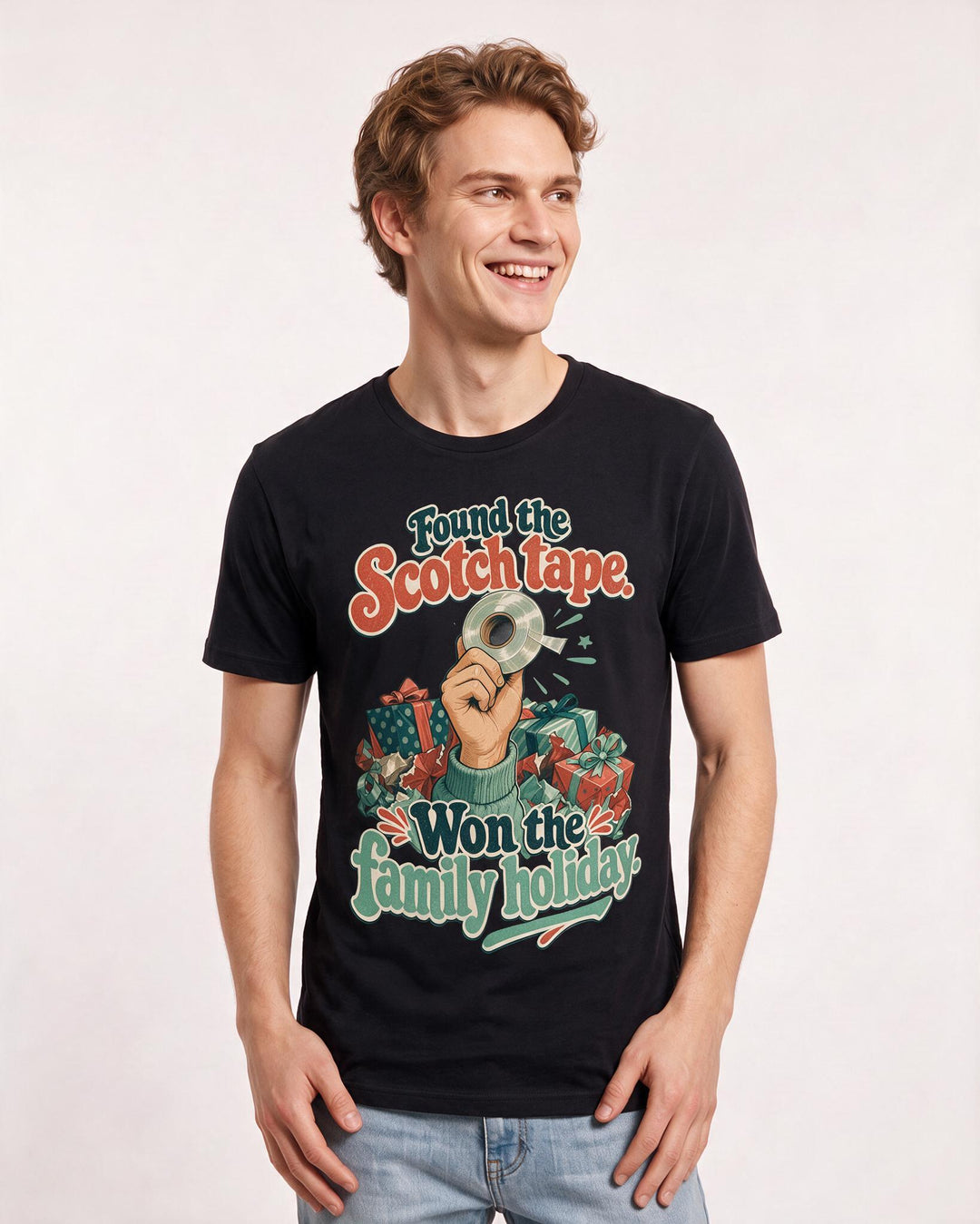 Christmas Black T-Shirt for Men – Holiday Theme Graphic Tee product image 1
