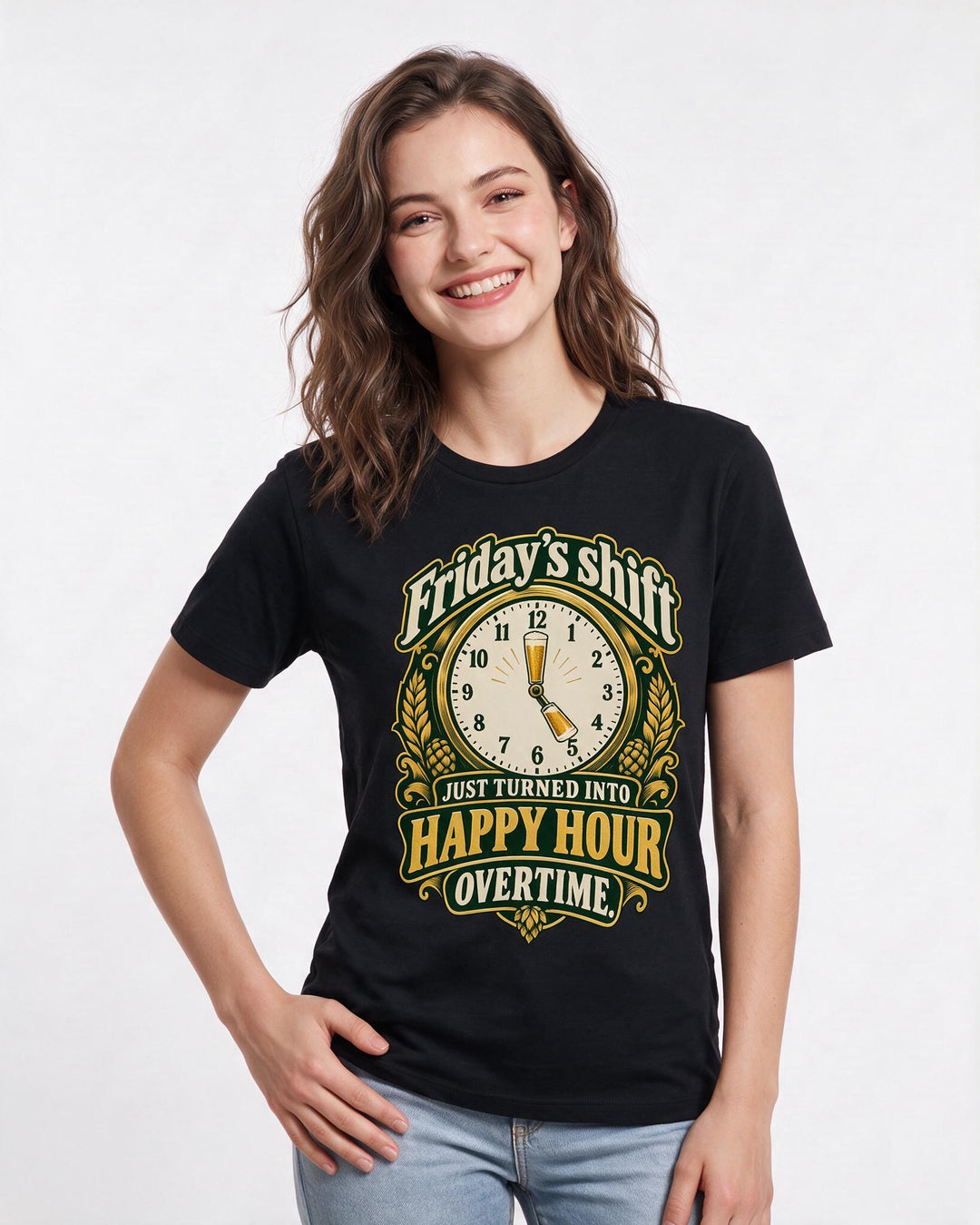 Beer Black T-Shirt for Women – Everyday Expression Graphic Tee product image 1
