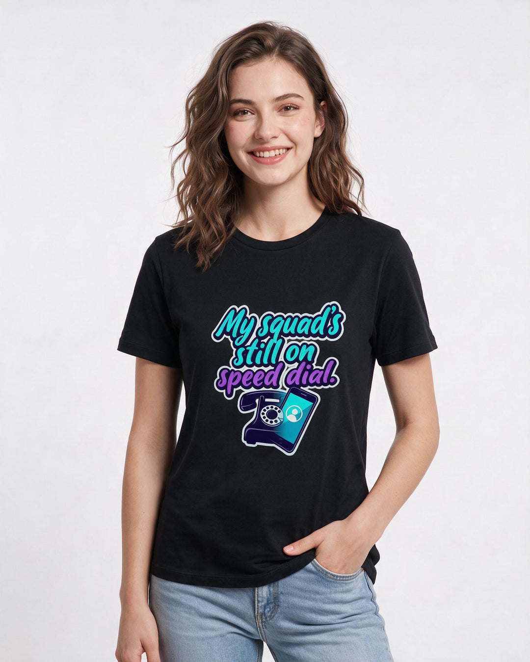 Veteran Women's Black T-Shirt – My squad's still on speed dial. product image 3