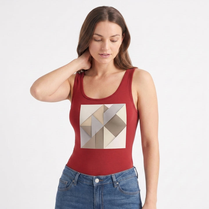 Sleeveless Round-Neck Tank Bodysuit mockup 3