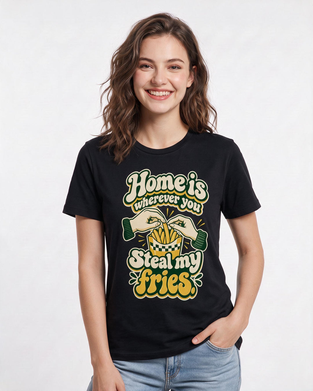Couples Black T-Shirt for Women – Everyday Expression Graphic Tee product image 1