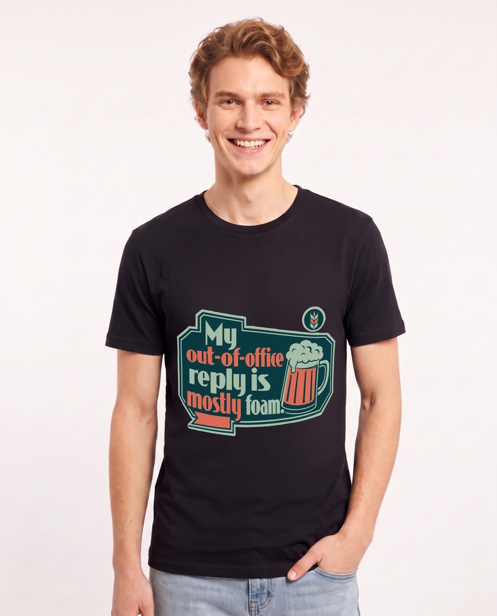 My out-of-office reply is mostly foam. - Men's Black T-Shirt product image 2