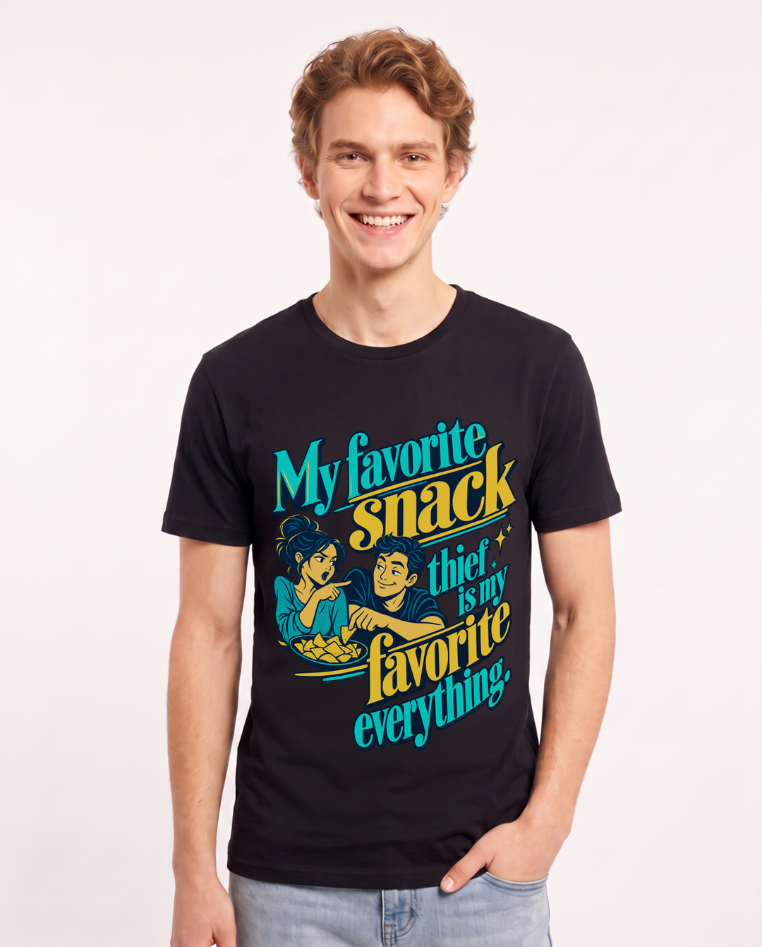 Couples Black T-Shirt for Men – Everyday Expression Graphic Tee product image 3
