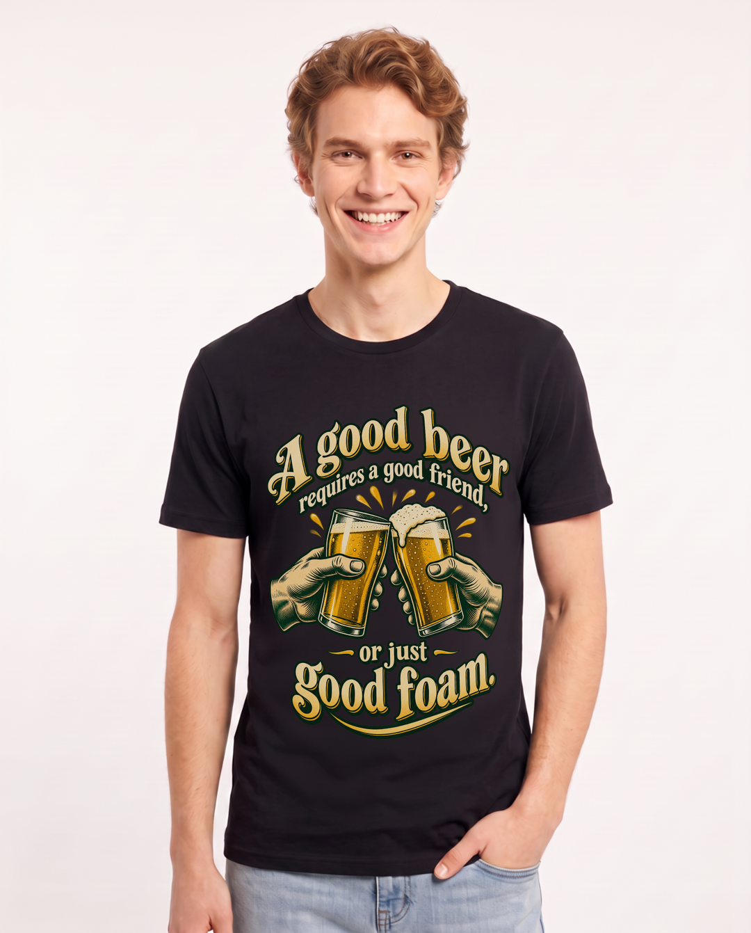Beer Black T-Shirt for Men – Everyday Expression Graphic Tee product image 3