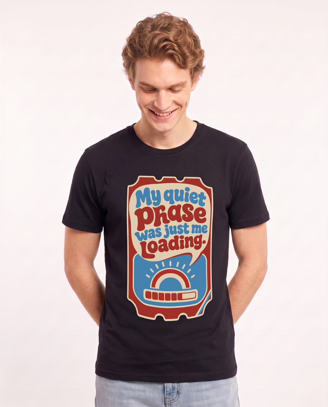 Graphic Men's Black T-Shirt - My quiet phase was just me loading. product image 3