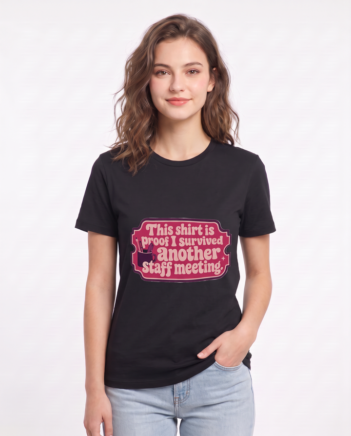 Teacher Gift Women's Black T-Shirt - This shirt is proof I survived product image 3