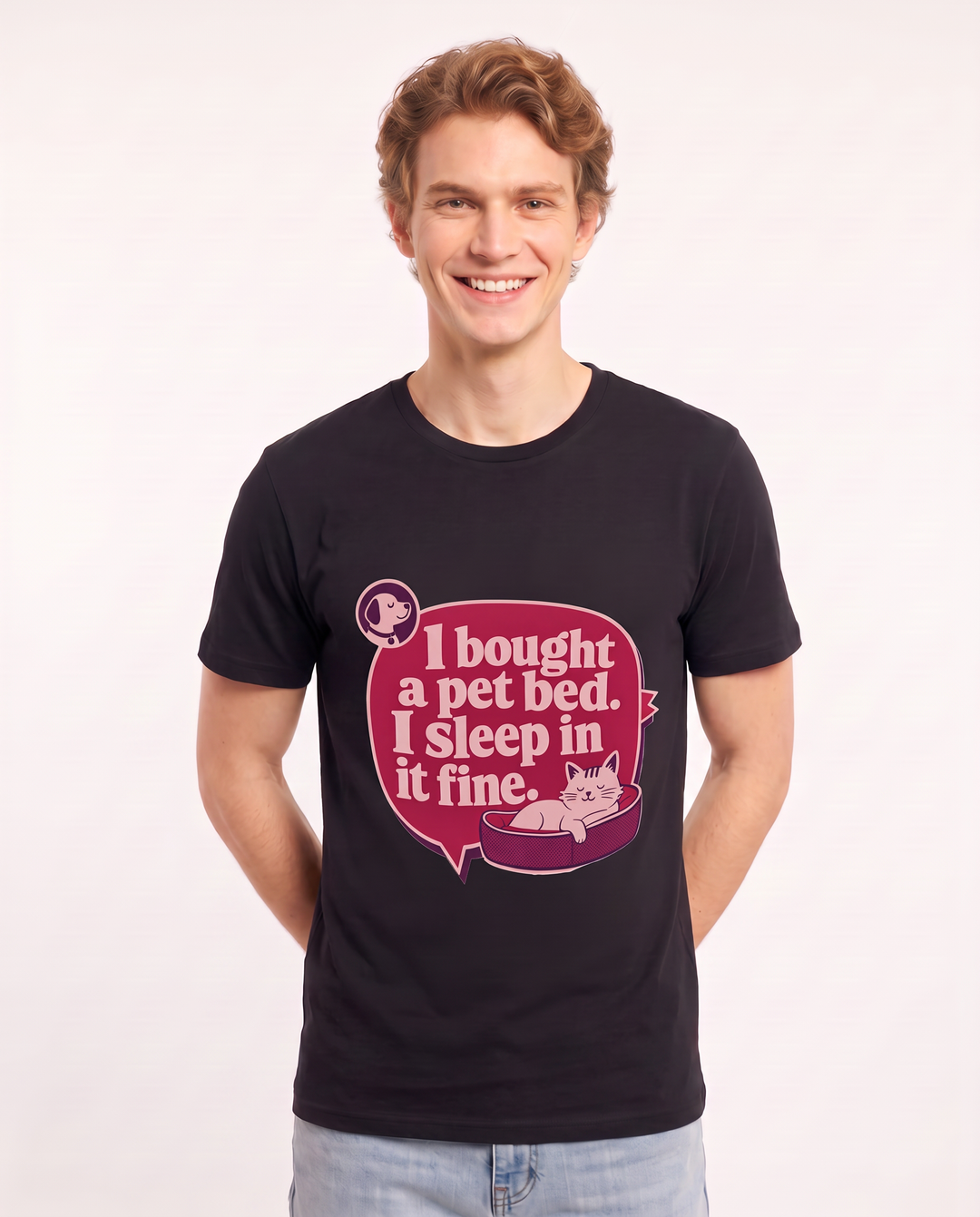 Graphic Men's Black T-Shirt - I bought a pet bed. I sleep in it fine. product image 3