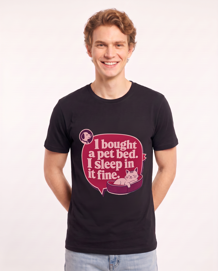 Graphic Men's Black T-Shirt - I bought a pet bed. I sleep in it fine. product image 3