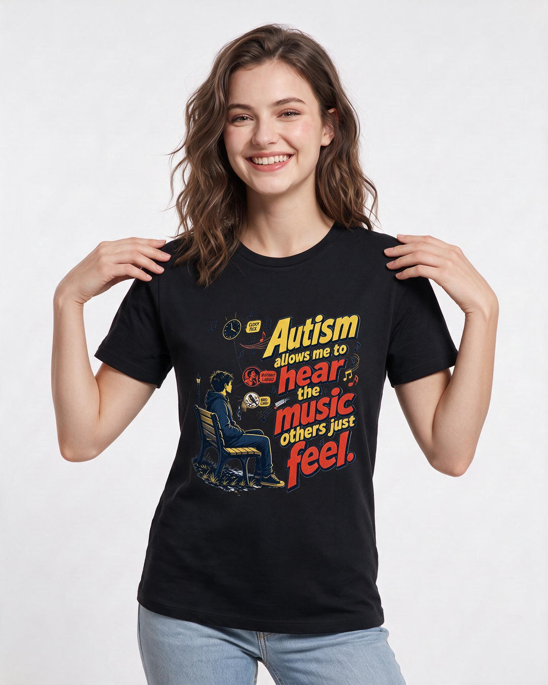 Neurodiversity Black T-Shirt for Women – Everyday Expression Graphic Tee product image 1
