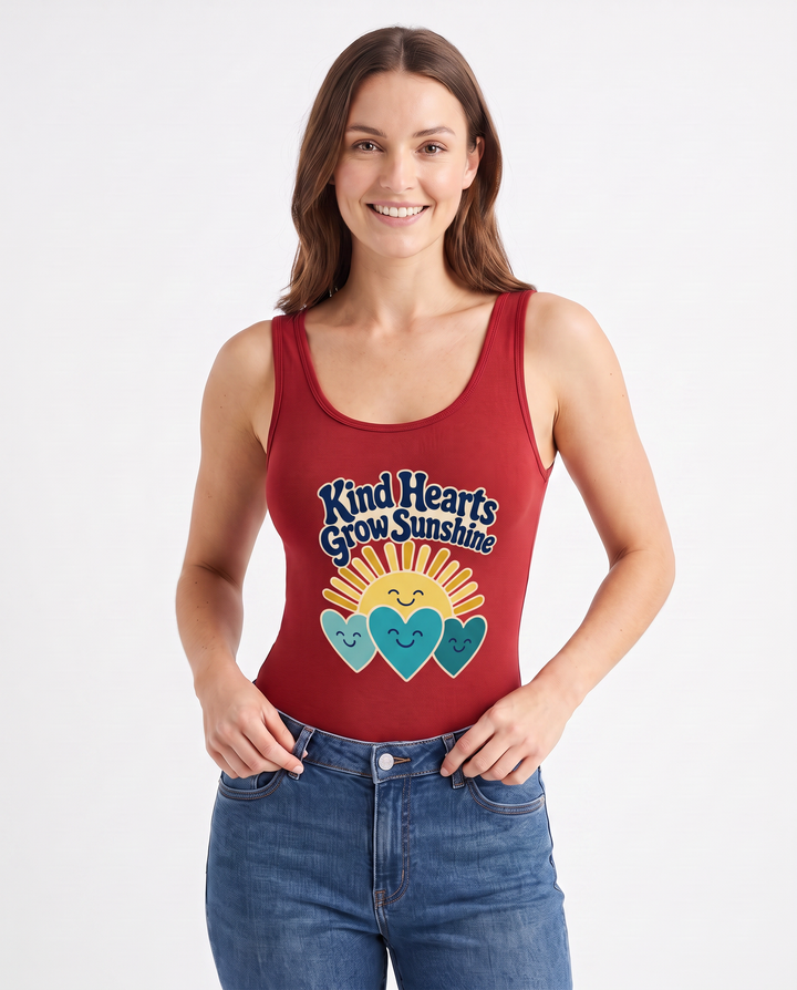 Kind Hearts Grow Sunshine Sleeveless Tank Bodysuit mockup 3