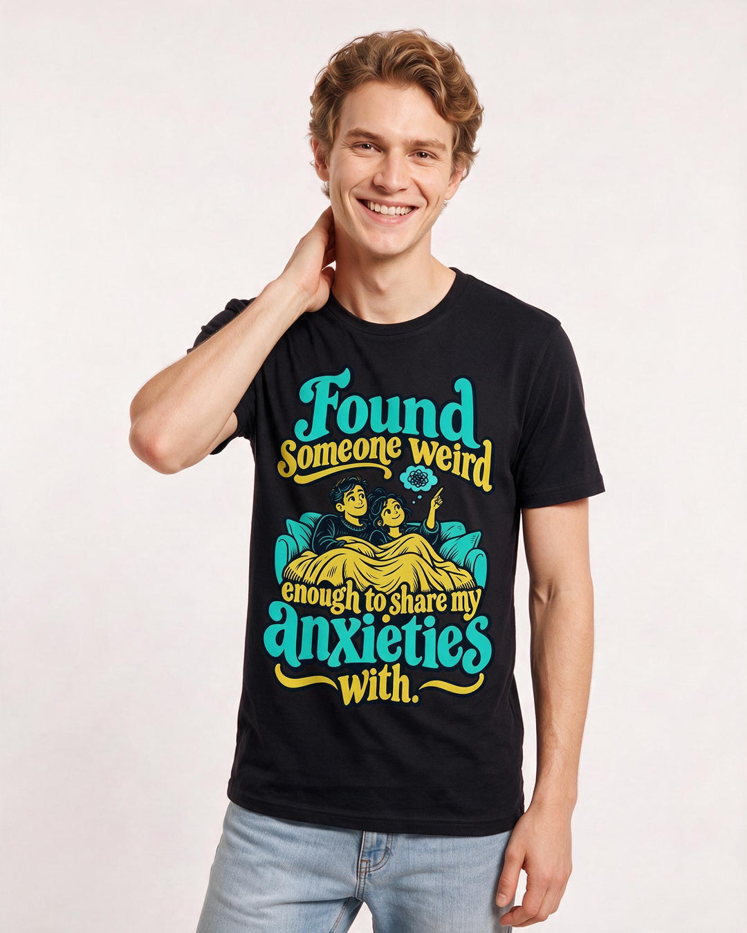 Couples Black T-Shirt for Men – Everyday Expression Graphic Tee product image 1