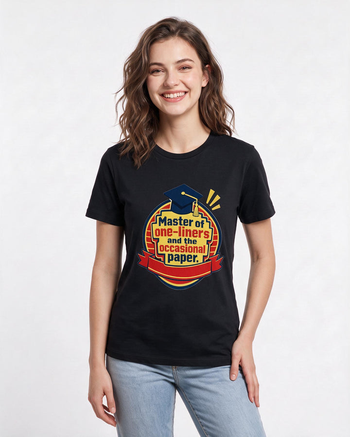 Graduation Gift Women's Black T-Shirt - Master of one-liners and the product image 3