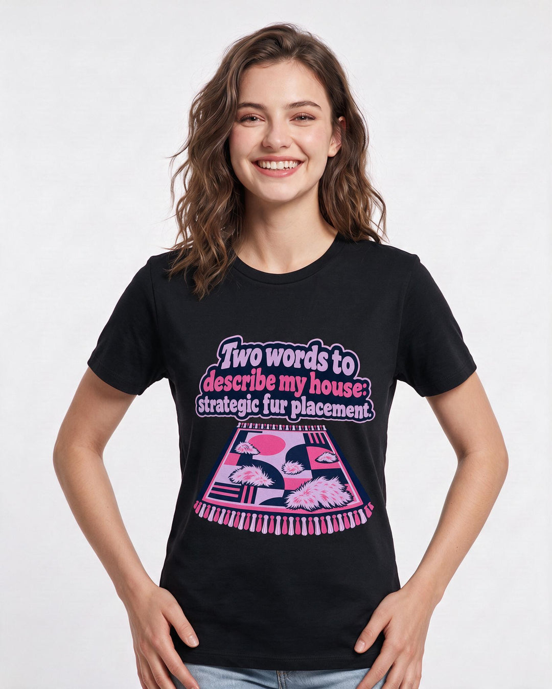 Cat Lover Black T-Shirt for Women – Everyday Expression Graphic Tee product image 1