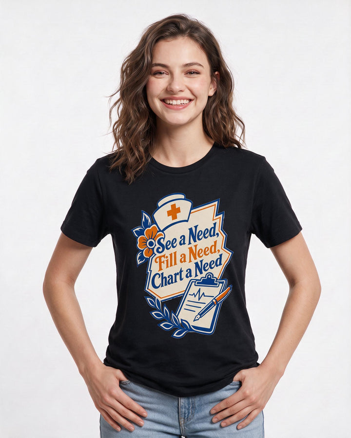 Nurse Gift Women's Black T-Shirt - See a Need, Fill a Need, Chart a product image 3