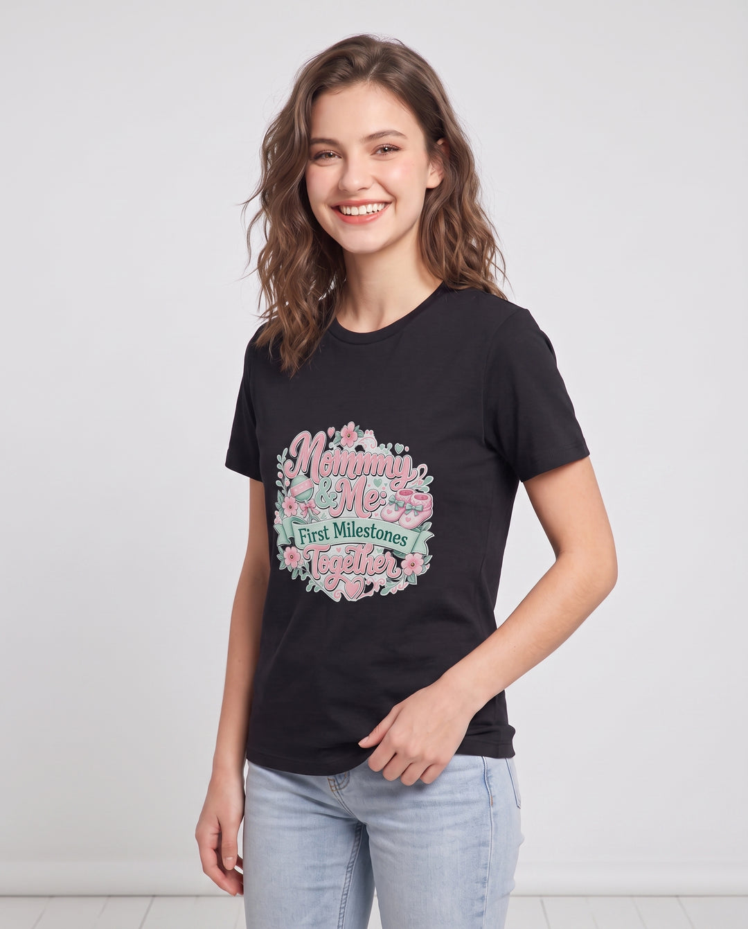 Mommy & Me: First Milestones Together Women's Black T-Shirt product image 3