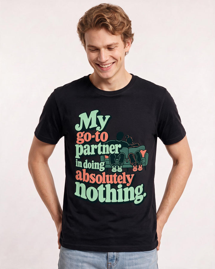 Couples Black T-Shirt for Men – Everyday Expression Graphic Tee product image 1