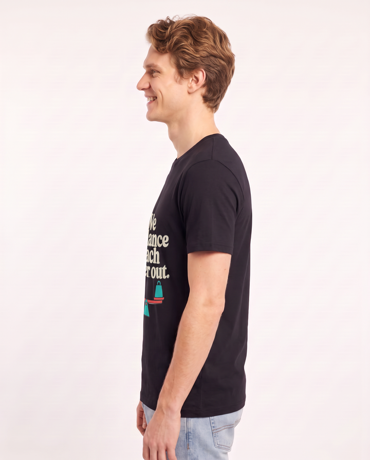 We balance each other out. - Men's Black T-Shirt product image 3