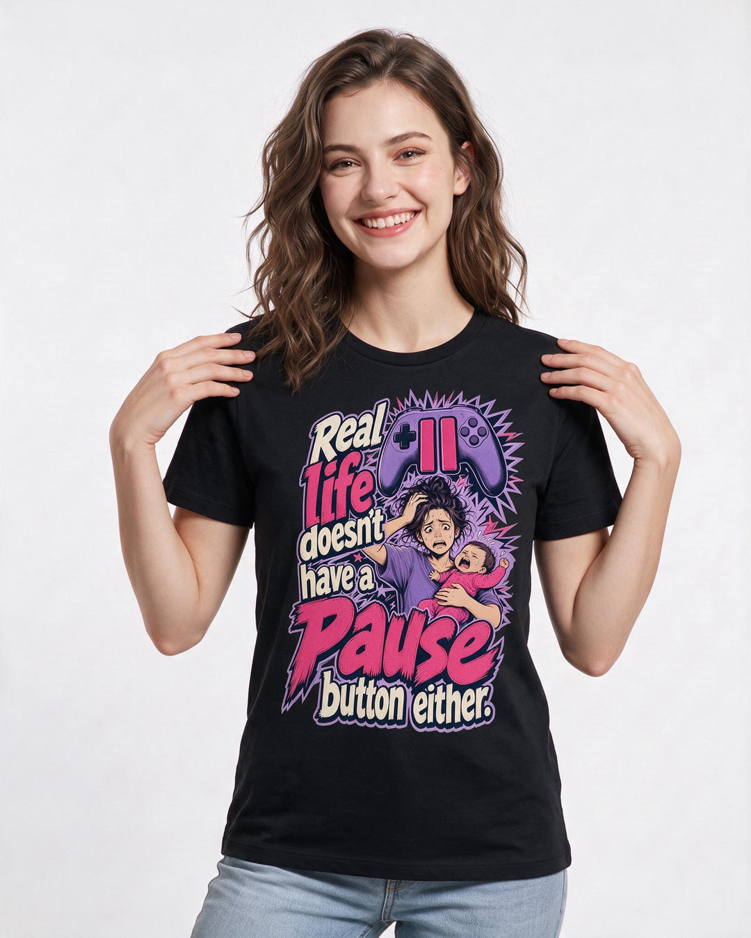 Gaming Black T-Shirt for Women – Game Night Graphic Tee product image 1