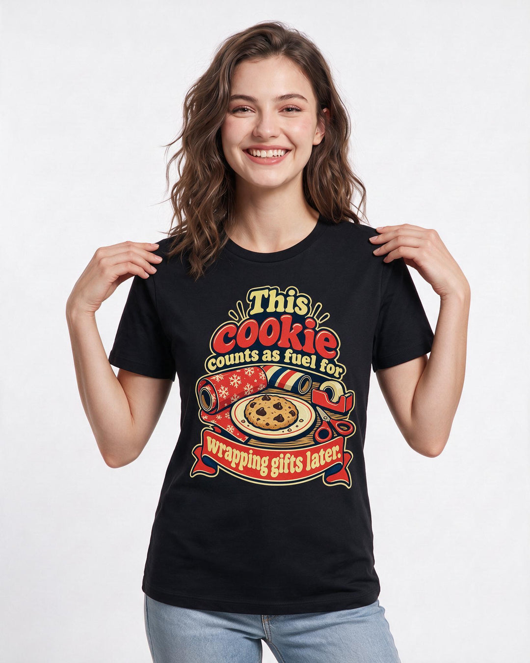 Christmas Black T-Shirt for Women – Holiday Theme Graphic Tee product image 1