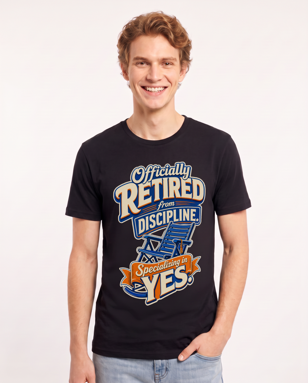 Mom Men's Black T-Shirt – Officially retired from discipline. Specializing in yes. product image 1