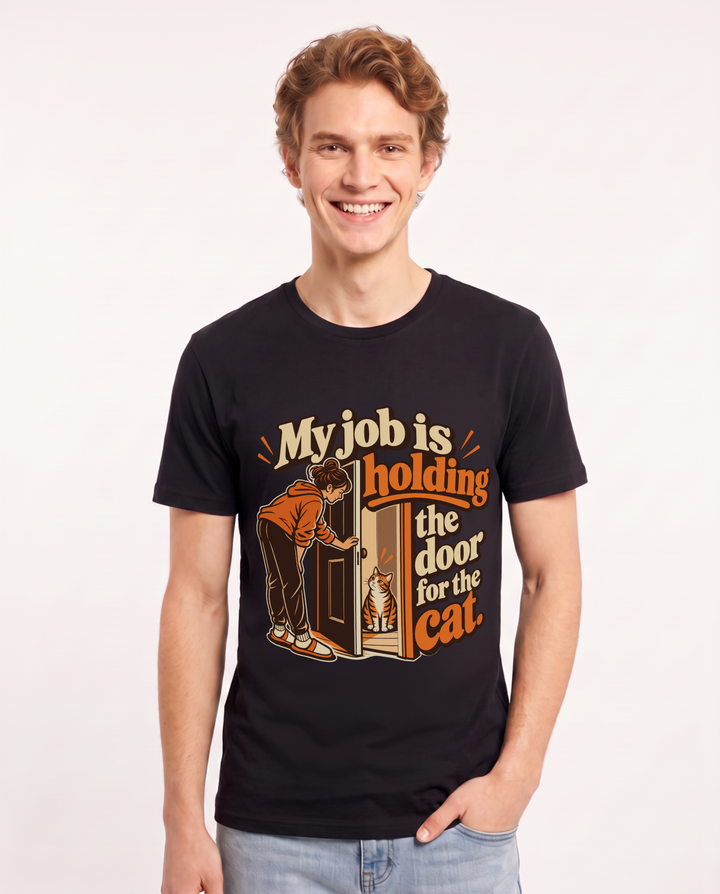 Cat Lover Black T-Shirt for Men – Everyday Expression Graphic Tee product image 3