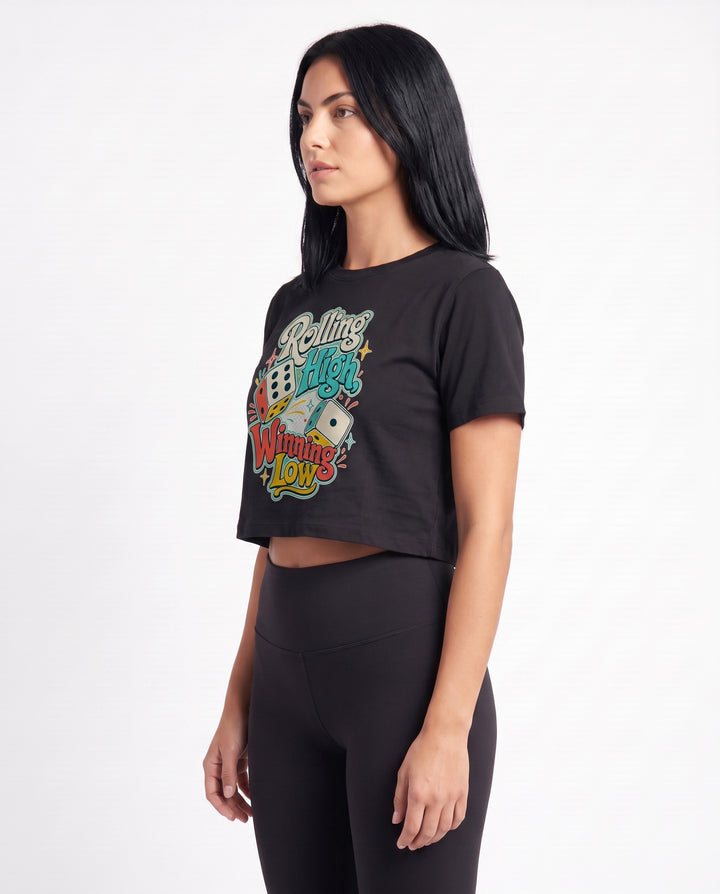 Rolling High, Winning Low Crop Top mockup 2