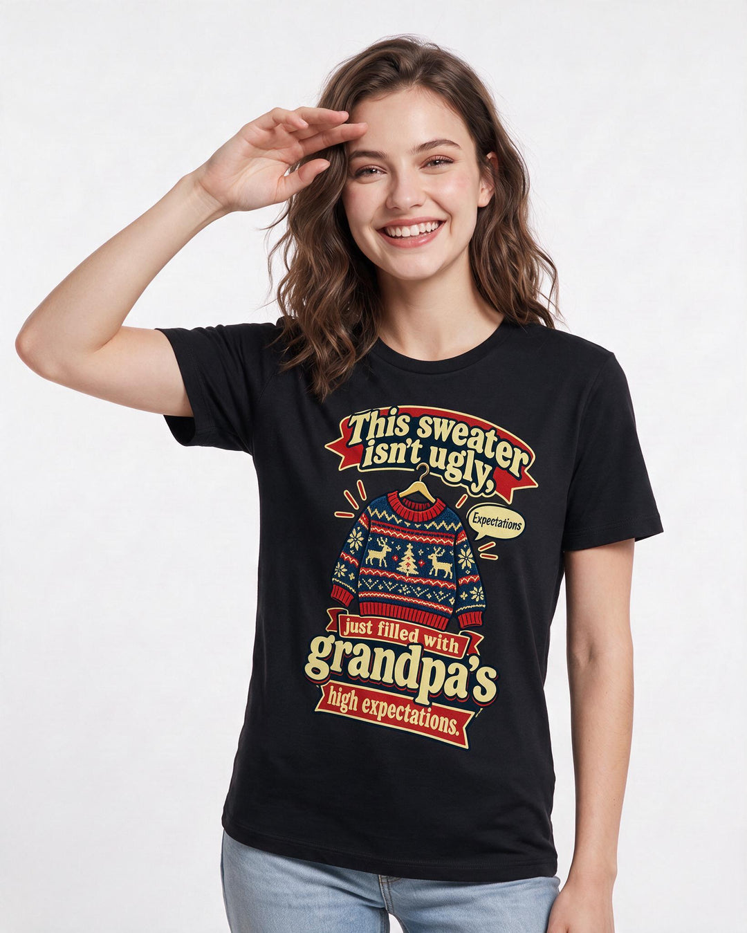 Christmas Black T-Shirt for Women – Holiday Theme Graphic Tee product image 1