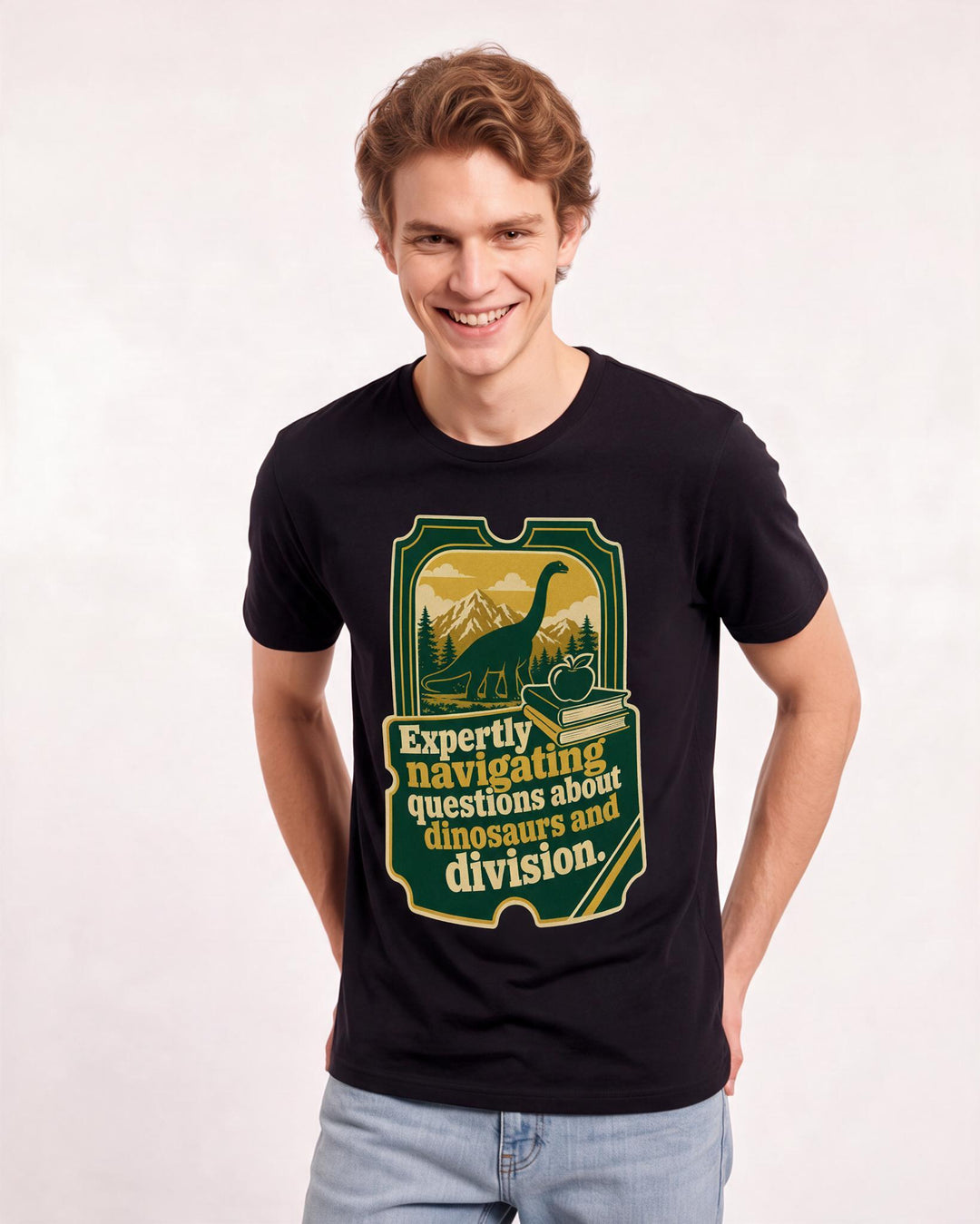 Teacher Gift Men's Black T-Shirt - Expertly navigating questions about product image 3