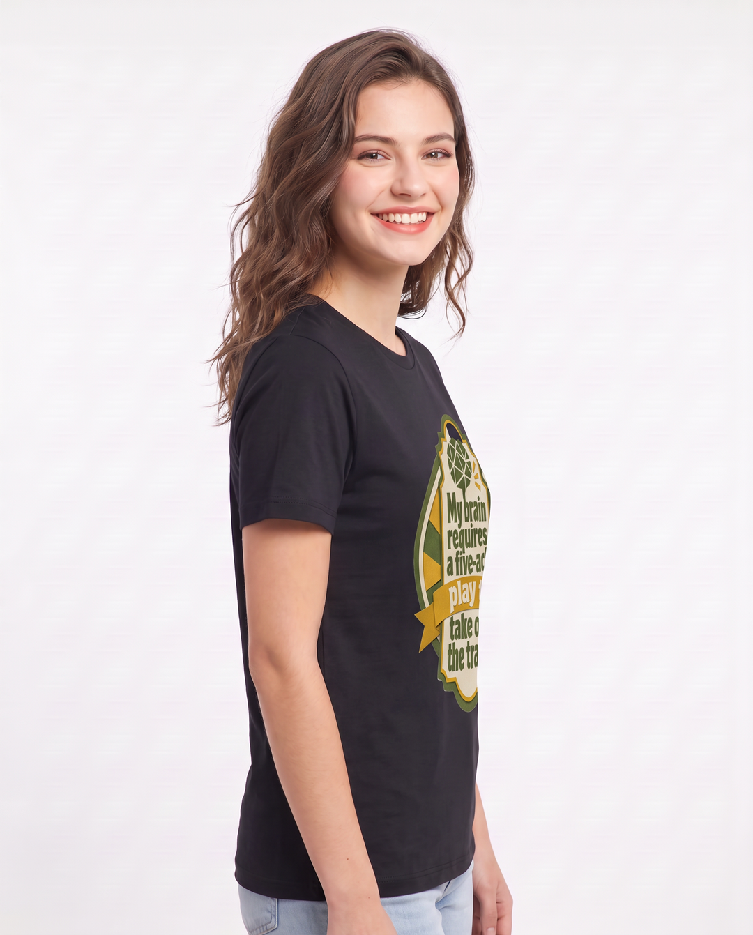 Graphic Women's Black T-Shirt - My brain requires a five-act play to product image 2