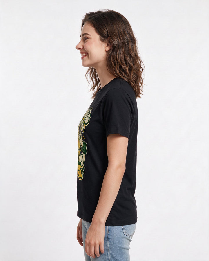 Couples Black T-Shirt for Women – Everyday Expression Graphic Tee product image 2