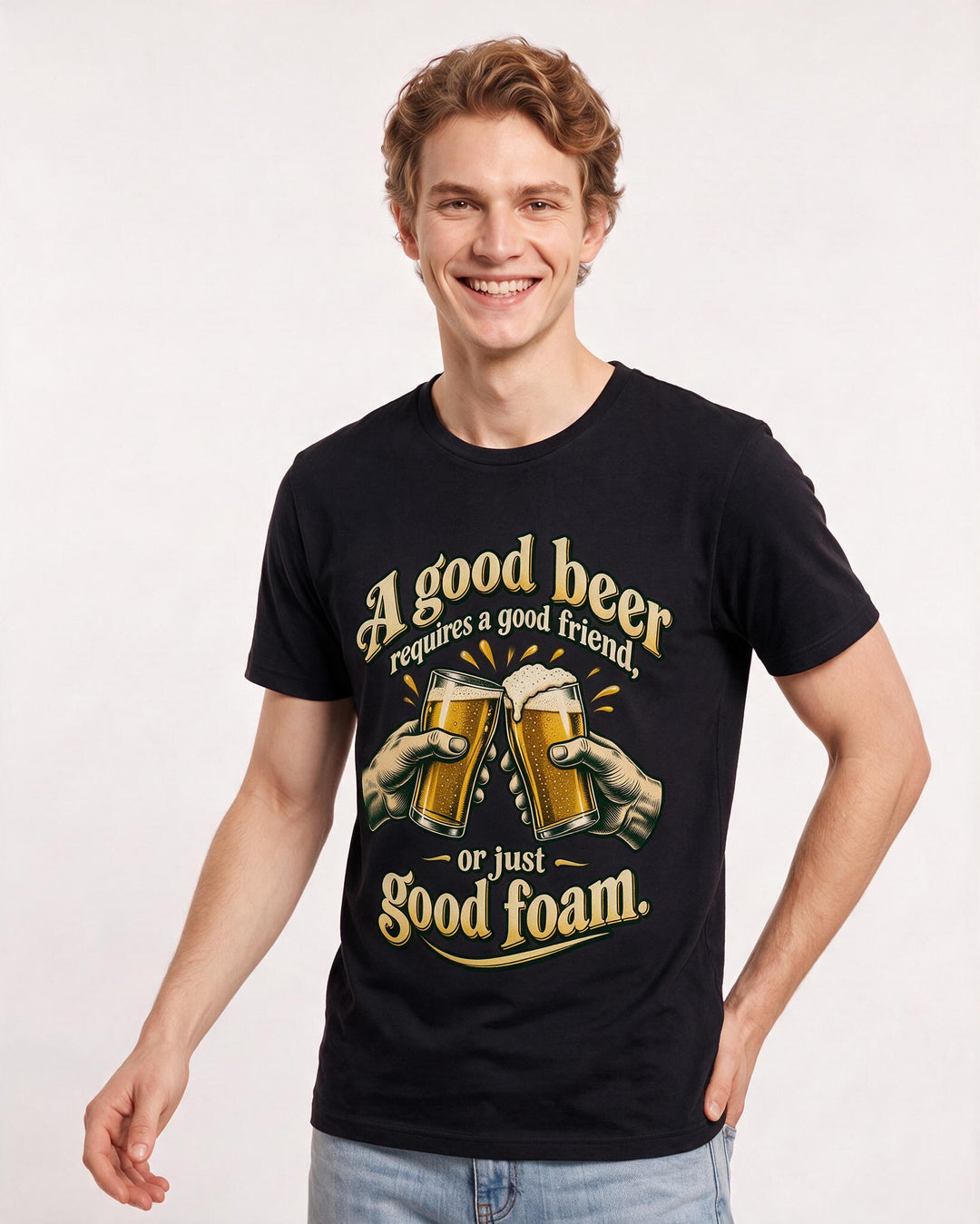 Beer Black T-Shirt for Men – Everyday Expression Graphic Tee product image 1