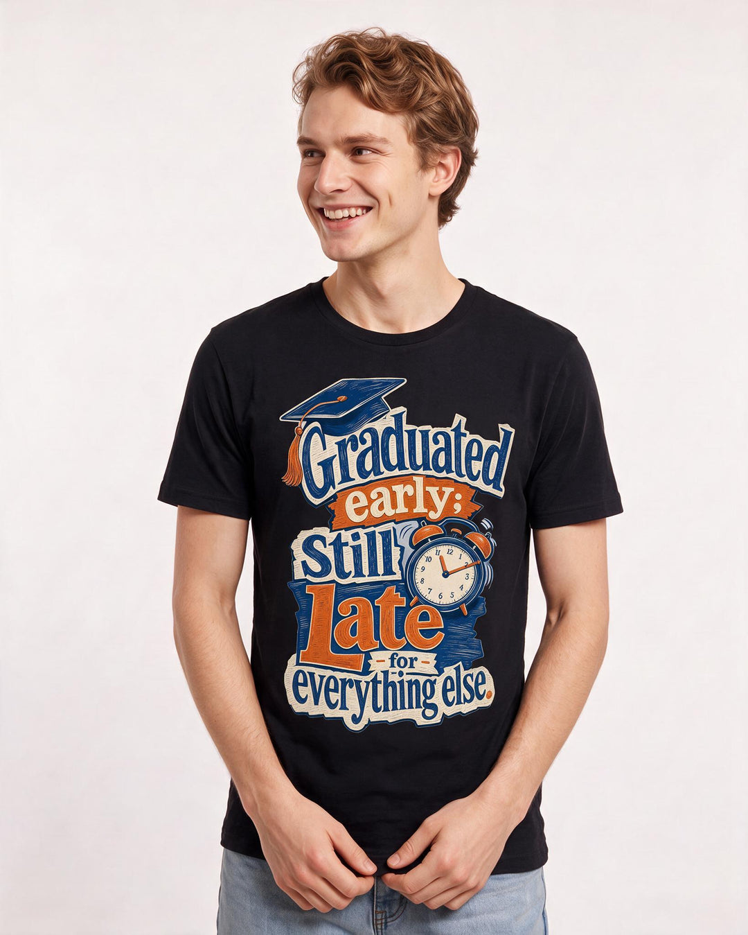 Graduation Black T-Shirt for Men – Everyday Expression Graphic Tee product image 1