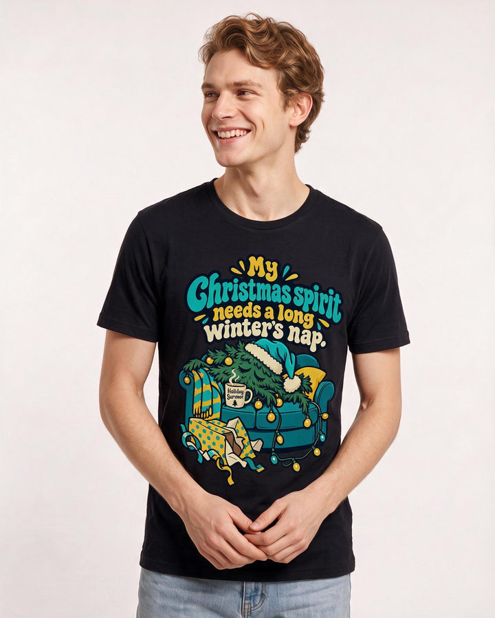 Christmas Black T-Shirt for Men – Holiday Theme Graphic Tee product image 1