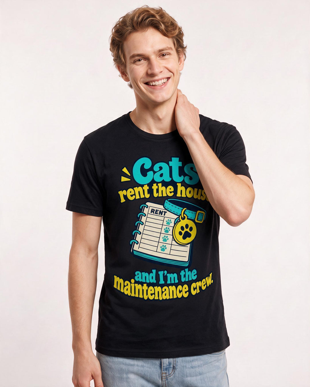 Cat Lover Black T-Shirt for Men – Everyday Expression Graphic Tee product image 1