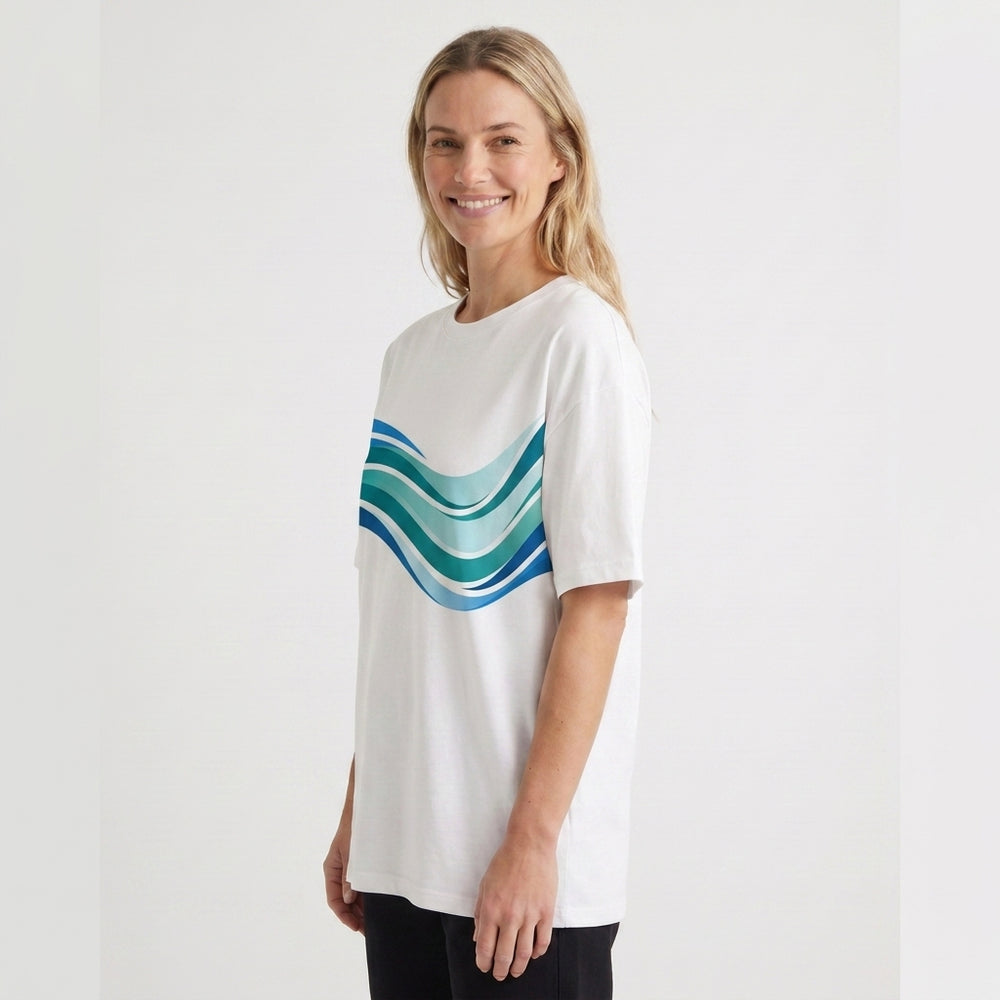 Calm Waves White T-Shirt mockup 2