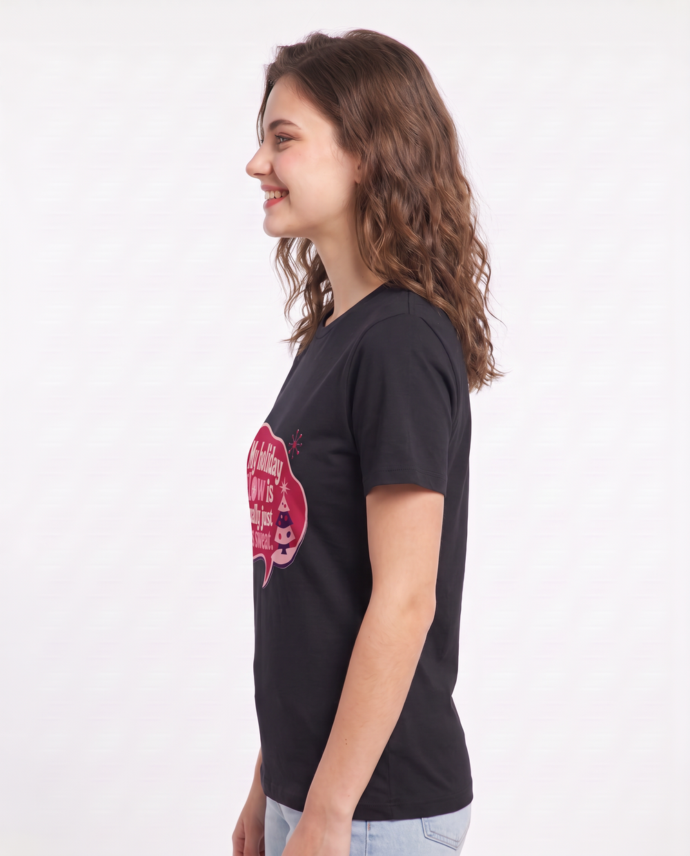 Christmas Women's Black T-Shirt - My holiday glow is actually just product image 2