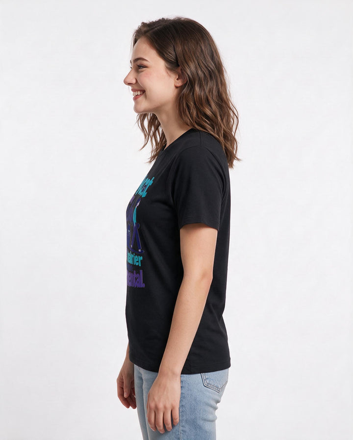 Cat Lover Women's Black T-Shirt – "My cat is my shadow, just hairier and more judgmental," product image 2
