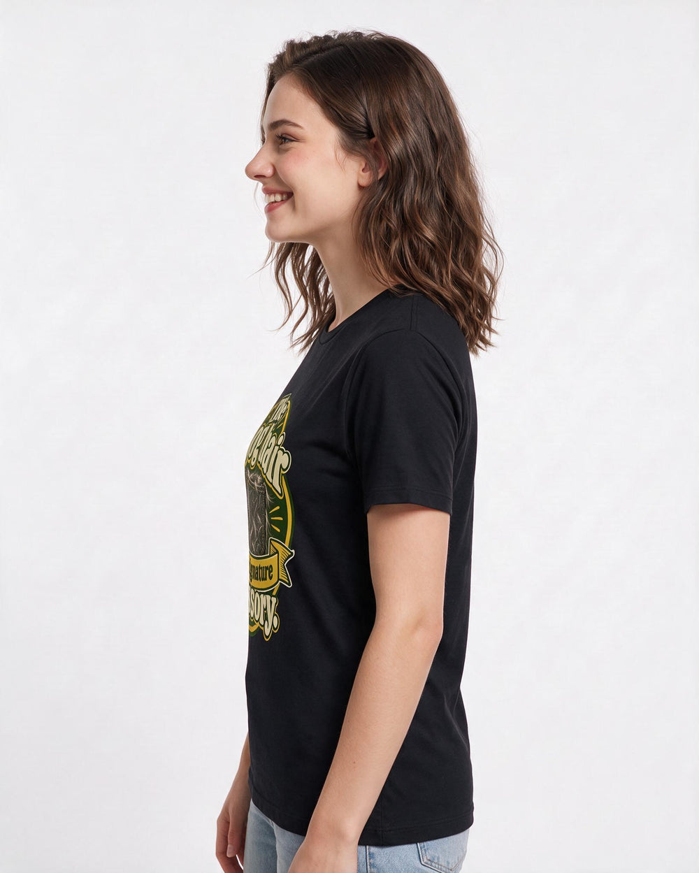 Cat Lover Black T-Shirt for Women – Everyday Expression Graphic Tee product image 2
