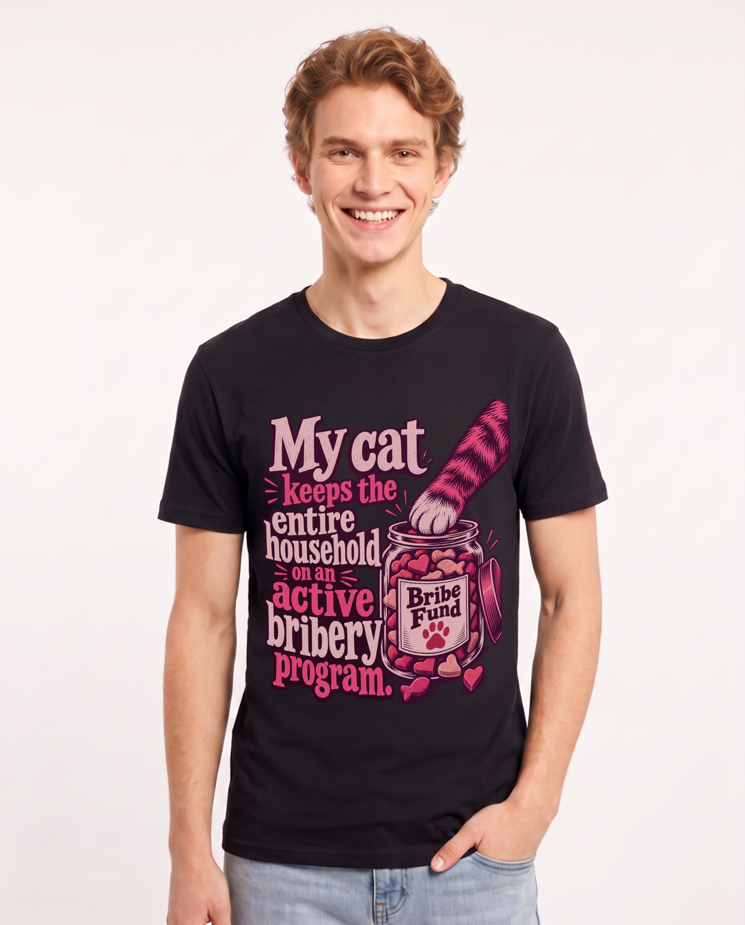 Cat Lover Black T-Shirt for Men – Everyday Expression Graphic Tee product image 3